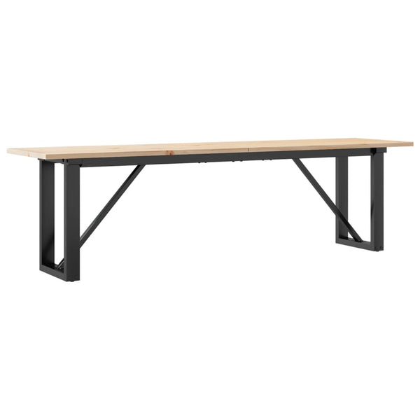 vidaXL Coffee Table O-Legs 160x40x45 cm Solid Pine Wood & Steel