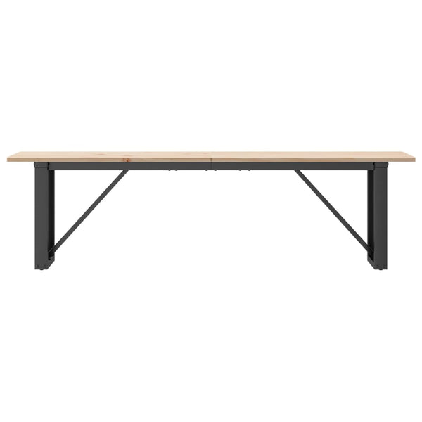 vidaXL Coffee Table O-Legs 160x40x45 cm Solid Pine Wood & Steel