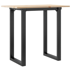 vidaXL Dining Table O-Leg 80x50x75 cm Solid Pine Wood and Steel