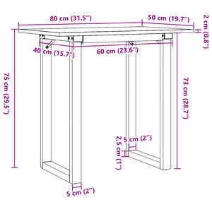 vidaXL Dining Table O-Leg 80x50x75 cm Solid Pine Wood and Steel