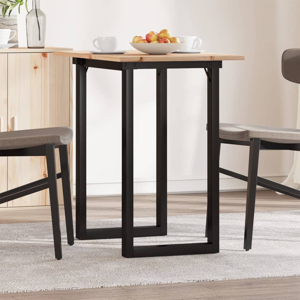 vidaXL Dining Table O-Leg 80x50x75 cm Solid Pine Wood and Steel