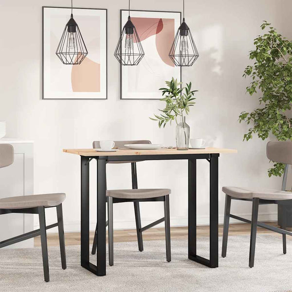 vidaXL Dining Table O-Leg 100x50x75 cm Solid Pine Wood and Steel