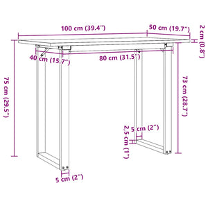 vidaXL Dining Table O-Leg 100x50x75 cm Solid Pine Wood and Steel