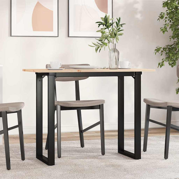 vidaXL Dining Table O-Leg 100x50x75 cm Solid Pine Wood and Steel