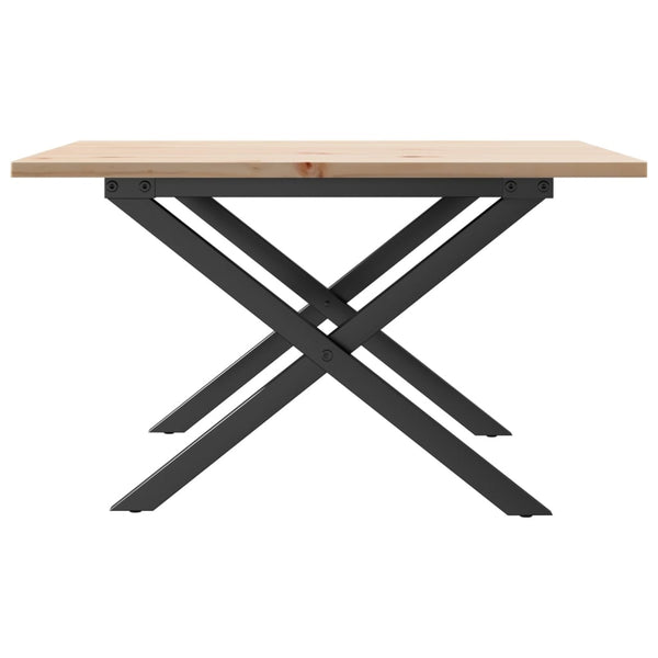 vidaXL Coffee Table X-Legs 60x60x40 cm Solid Pine Wood and Steel