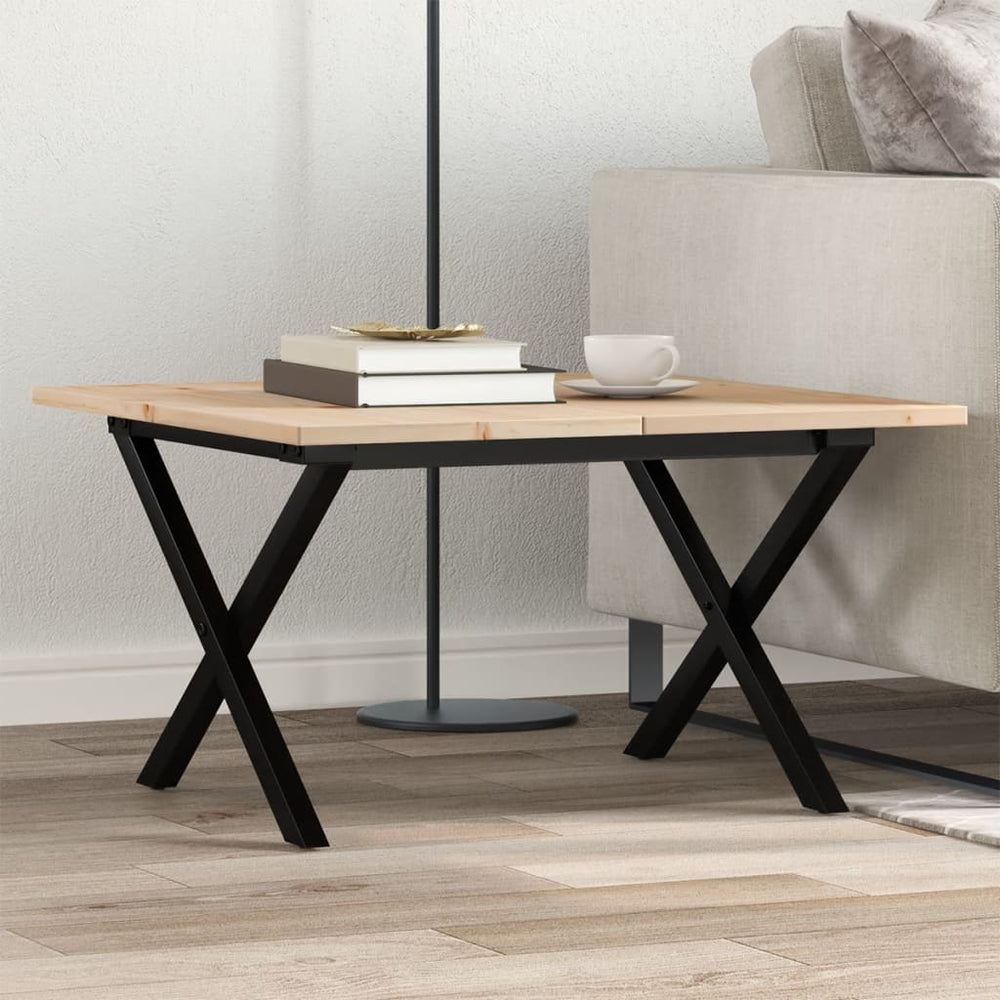 vidaXL Coffee Table X-Legs 60x60x40 cm Solid Pine Wood and Steel