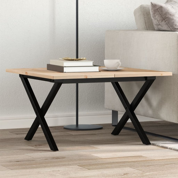 vidaXL Coffee Table X-Legs 60x60x40 cm Solid Pine Wood and Steel