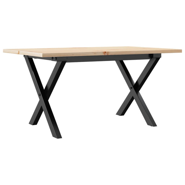 vidaXL Coffee Table X-Frame 80x50x40cm Solid Pine Wood and Steel