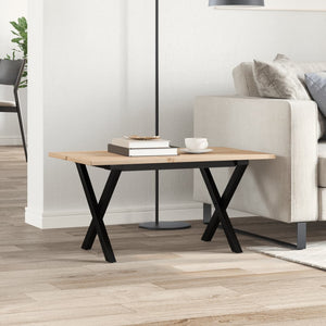 vidaXL Coffee Table X-Frame 80x50x40cm Solid Pine Wood and Steel