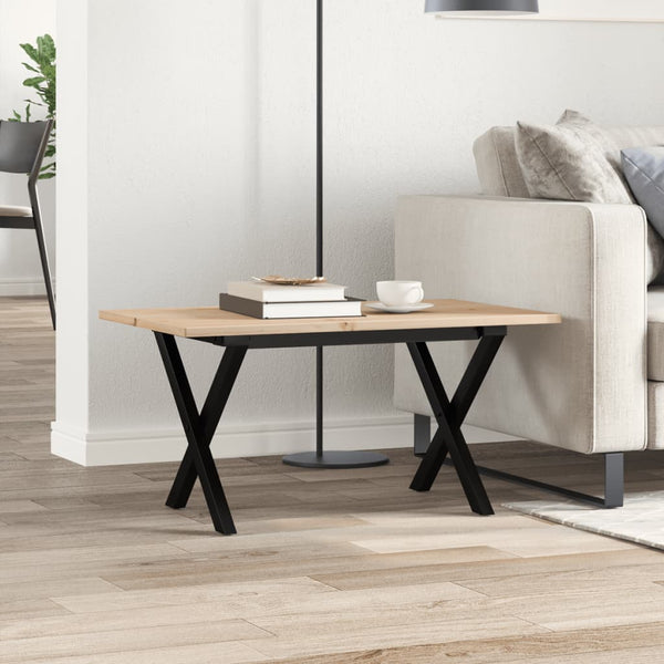 vidaXL Coffee Table X-Frame 80x50x40cm Solid Pine Wood and Steel