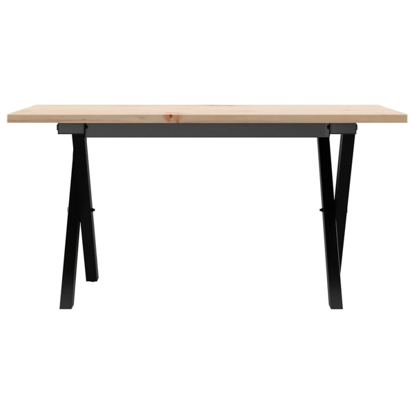 vidaXL Coffee Table X-Frame 80x50x40cm Solid Pine Wood and Steel