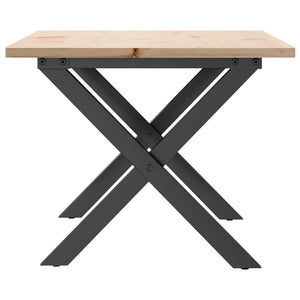 vidaXL Coffee Table X-Frame 80x50x40cm Solid Pine Wood and Steel
