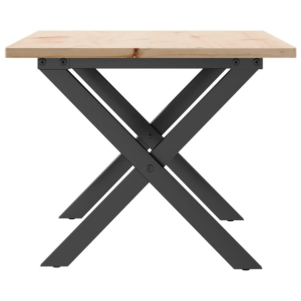 vidaXL Coffee Table X-Frame 80x50x40cm Solid Pine Wood and Steel
