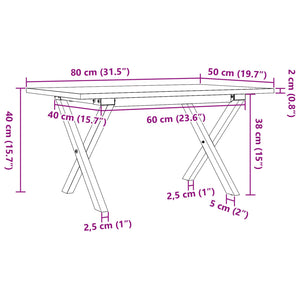 vidaXL Coffee Table X-Frame 80x50x40cm Solid Pine Wood and Steel