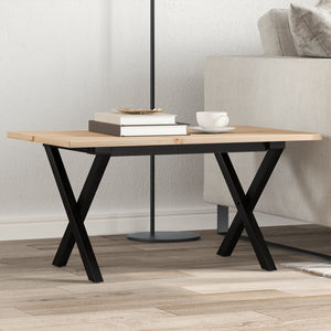 vidaXL Coffee Table X-Frame 80x50x40cm Solid Pine Wood and Steel