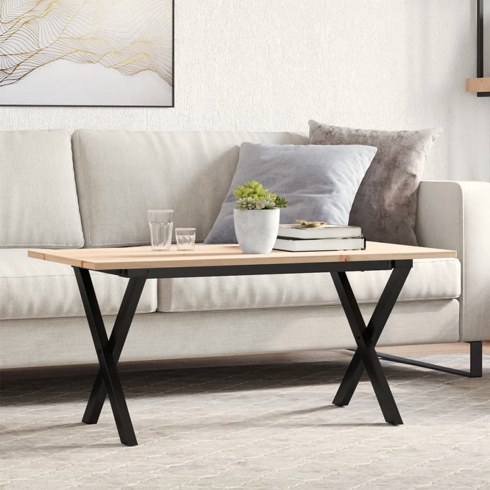 vidaXL Coffee Table X-Frame 90x40x45 cm Solid Pine Wood and Steel