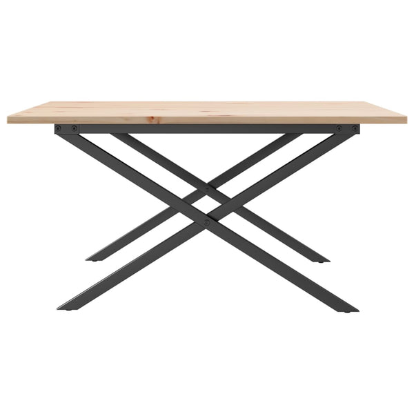 vidaXL Coffee Table X-Frame 90x90x45cm Solid Pine Wood and Steel