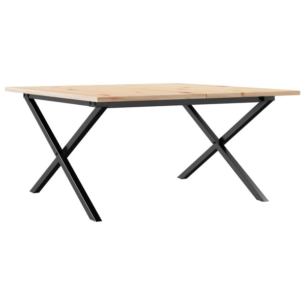 vidaXL Coffee Table X-Frame 90x90x45cm Solid Pine Wood and Steel