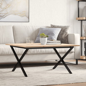 vidaXL Coffee Table X-Frame 90x90x45cm Solid Pine Wood and Steel