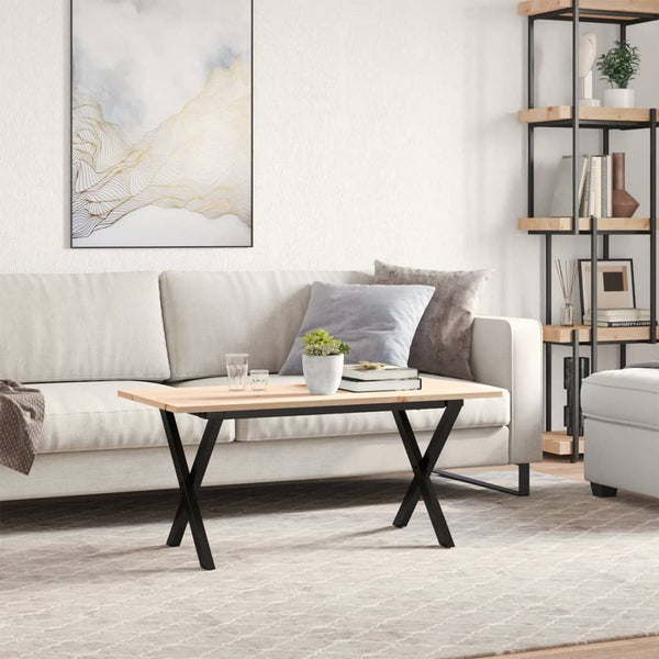 vidaXL Coffee Table X-Frame 100x50x45 cm Solid Pine Wood & Steel