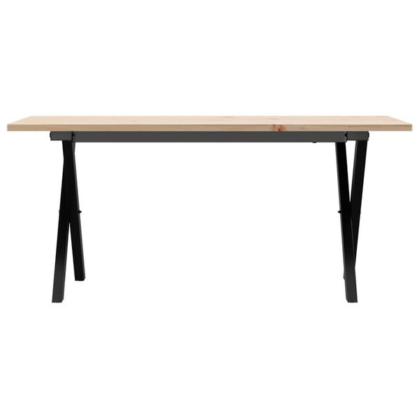 vidaXL Coffee Table X-Frame 100x50x45 cm Solid Pine Wood & Steel