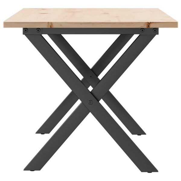 vidaXL Coffee Table X-Frame 100x50x45 cm Solid Pine Wood & Steel