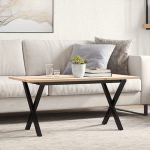 vidaXL Coffee Table X-Frame 100x50x45 cm Solid Pine Wood & Steel