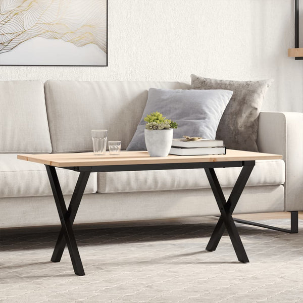 vidaXL Coffee Table X-Frame 100x50x45 cm Solid Pine Wood & Steel