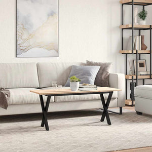 vidaXL Coffee Table X-Frame 110x40x45 cm Solid Pine Wood & Steel