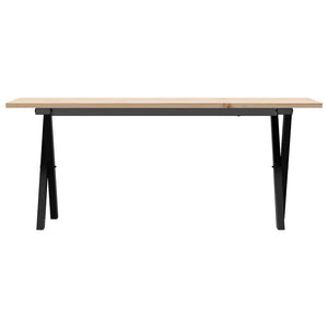 vidaXL Coffee Table X-Frame 110x40x45 cm Solid Pine Wood & Steel