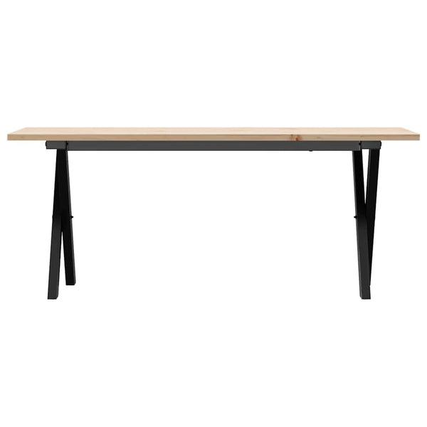 vidaXL Coffee Table X-Frame 110x40x45 cm Solid Pine Wood & Steel