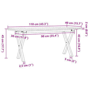 vidaXL Coffee Table X-Frame 110x40x45 cm Solid Pine Wood & Steel