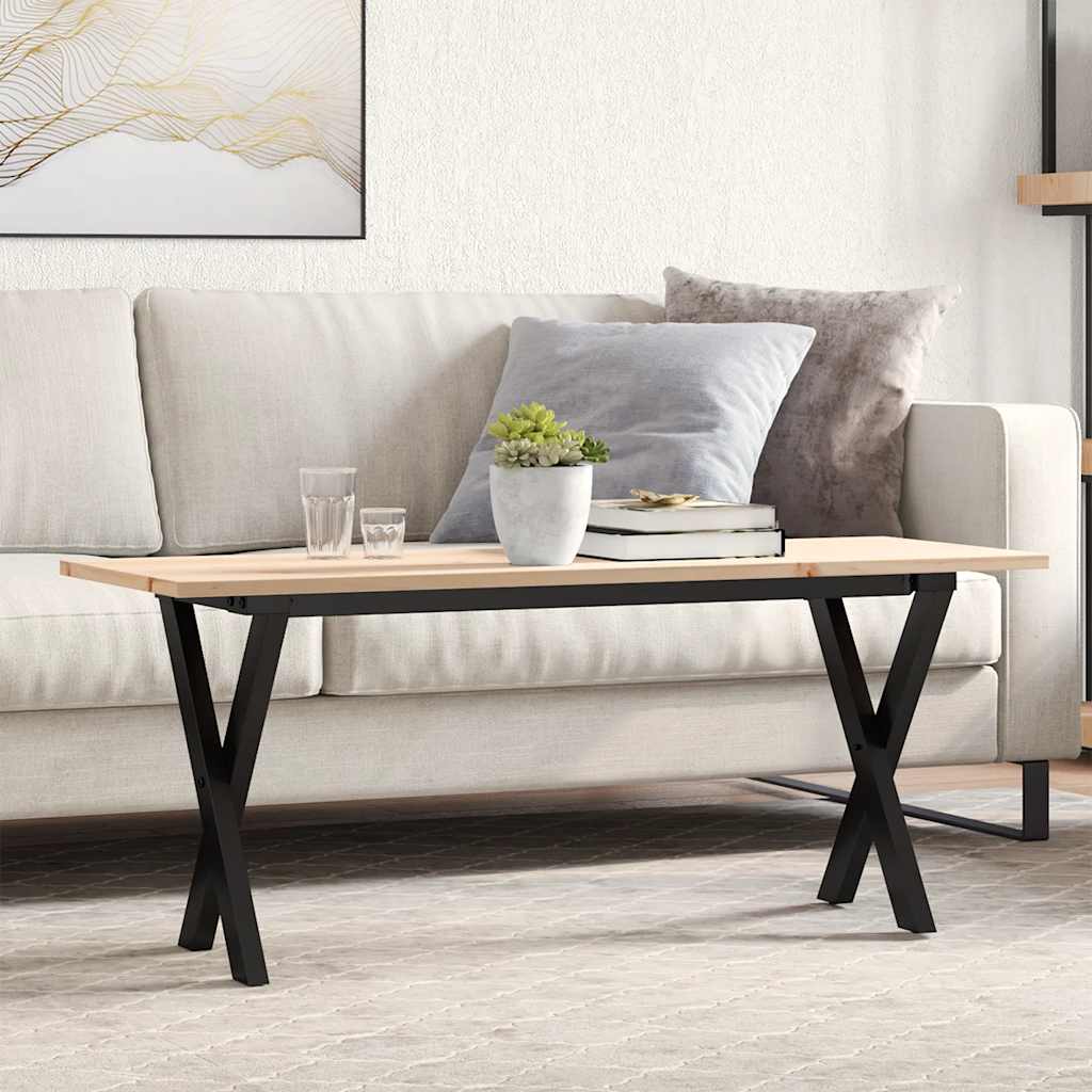 vidaXL Coffee Table X-Frame 110x40x45 cm Solid Pine Wood & Steel