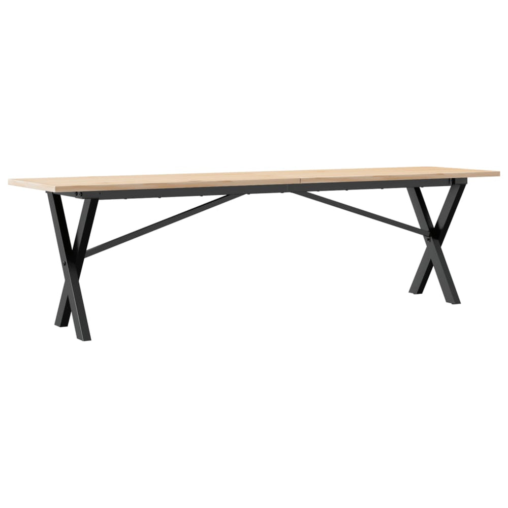 vidaXL Coffee Table X-Shaped Base 160x40x45 cm Solid Pine Wood & Steel