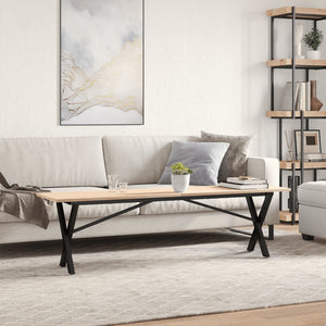 vidaXL Coffee Table X-Shaped Base 160x40x45 cm Solid Pine Wood & Steel