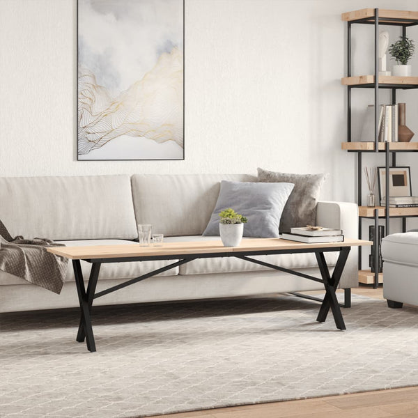 vidaXL Coffee Table X-Shaped Base 160x40x45 cm Solid Pine Wood & Steel