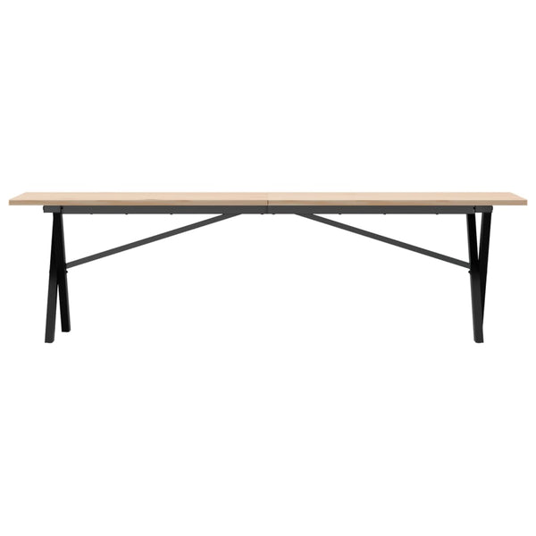 vidaXL Coffee Table X-Shaped Base 160x40x45 cm Solid Pine Wood & Steel