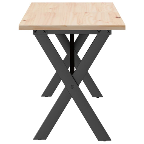 vidaXL Coffee Table X-Shaped Base 160x40x45 cm Solid Pine Wood & Steel