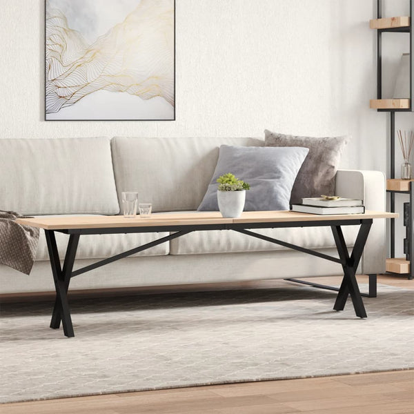 vidaXL Coffee Table X-Shaped Base 160x40x45 cm Solid Pine Wood & Steel