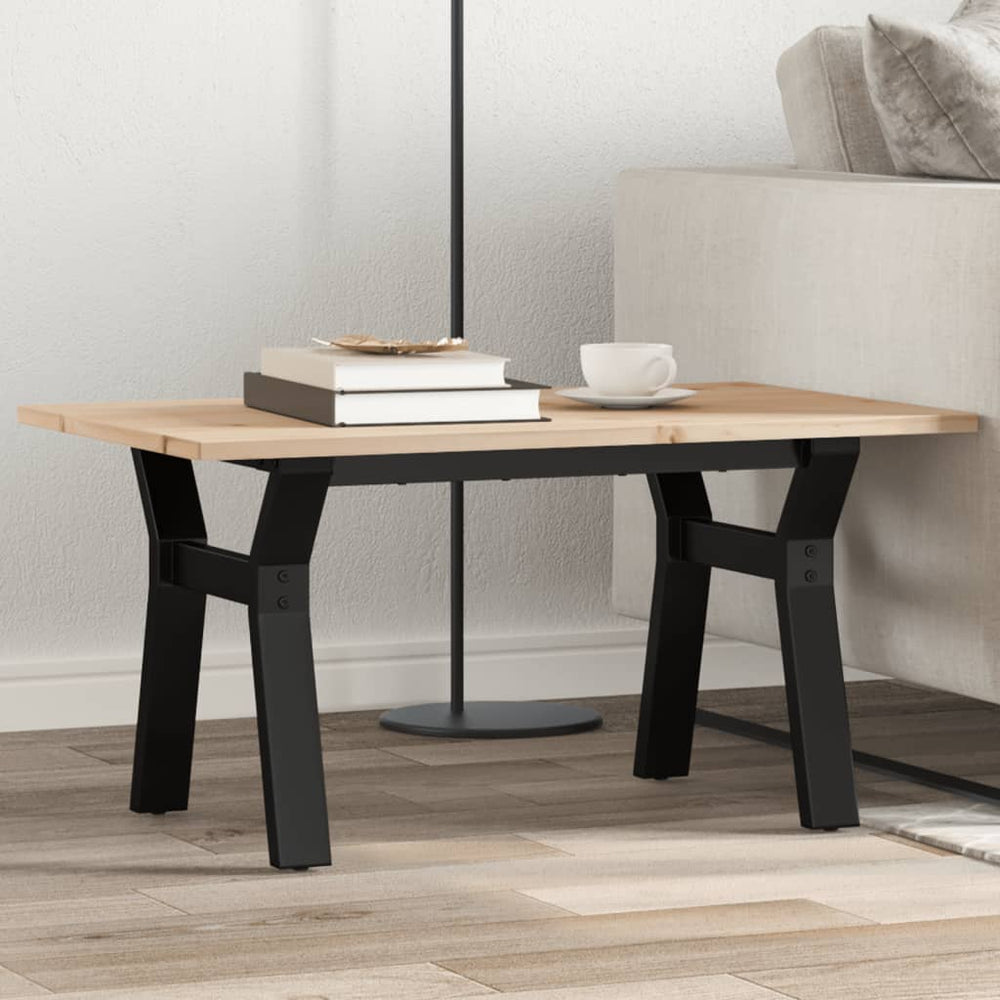 vidaXL Coffee Table Y-Legs 80x50x40cm Solid Pine Wood and Steel