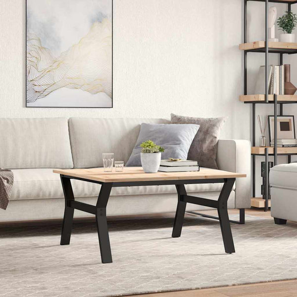 vidaXL Coffee Table Y-Frame 90x90x45cm Solid Pine and Steel