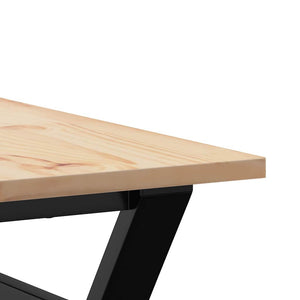 vidaXL Coffee Table Y-Frame 90x90x45cm Solid Pine and Steel