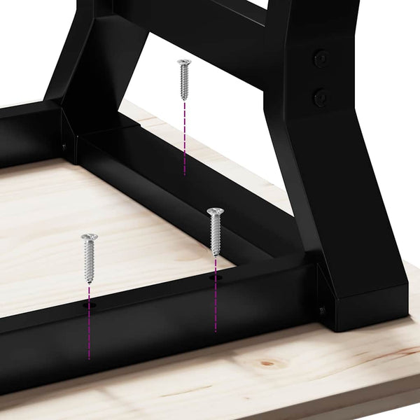 vidaXL Coffee Table Y-Frame 90x90x45cm Solid Pine and Steel