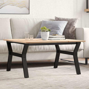 vidaXL Coffee Table Y-Frame 90x90x45cm Solid Pine and Steel