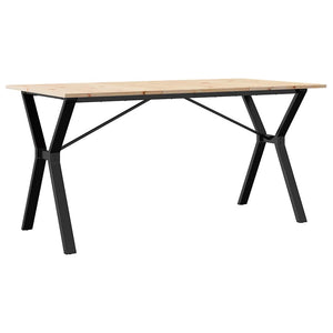 vidaXL Dining Table Y-shaped Frame 140x80x75 cm Solid Pine Wood and Steel