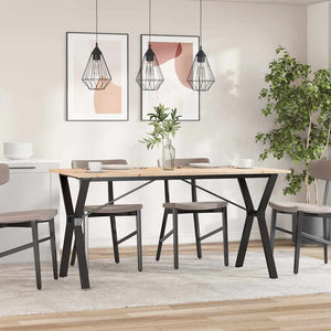 vidaXL Dining Table Y-shaped Frame 140x80x75 cm Solid Pine Wood and Steel