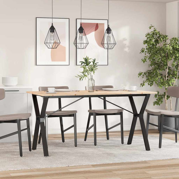vidaXL Dining Table Y-shaped Frame 140x80x75 cm Solid Pine Wood and Steel