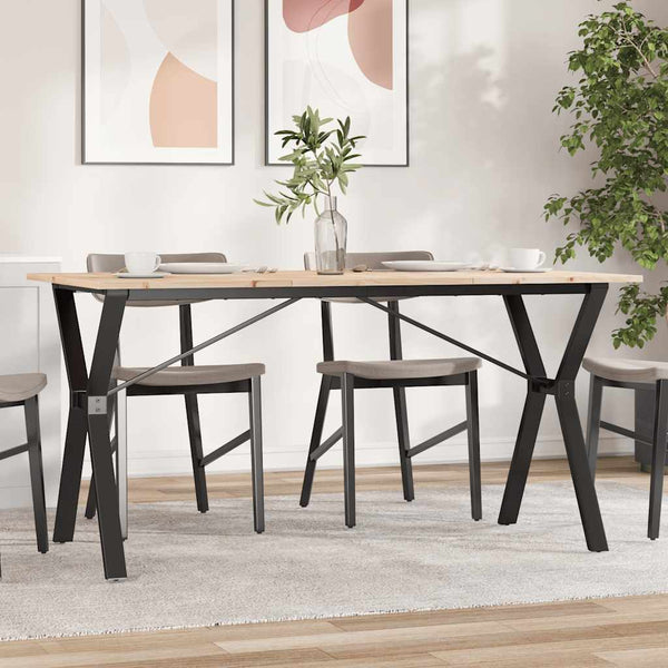 vidaXL Dining Table Y-shaped Frame 140x80x75 cm Solid Pine Wood and Steel