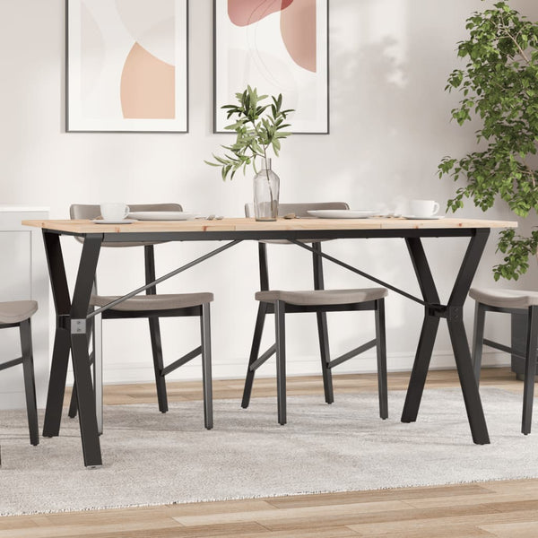 vidaXL Dining Table Y-Leg 160x80x75 cm Solid Pine Wood and Steel