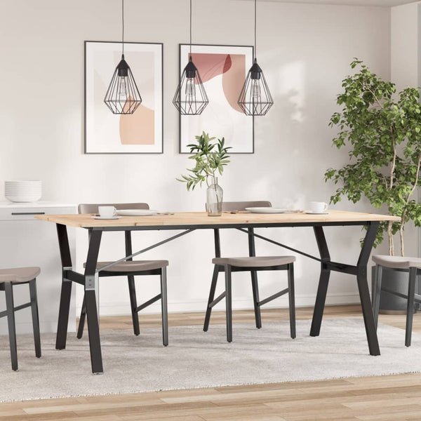 vidaXL Dining Table Y-Leg 180x90x75 cm Solid Pine Wood and Steel